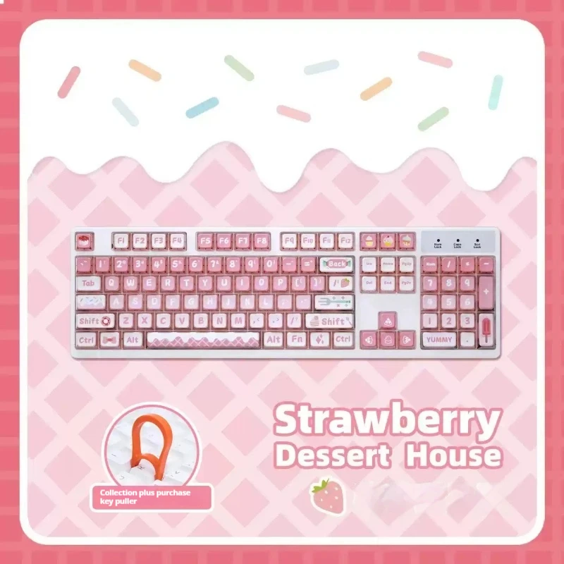 New Dareu Cute Pink Wired 104 Key Mechanical Keyboard Multi Mode Light Effect Multi Axis Computer Laptop Office Gaming Esports