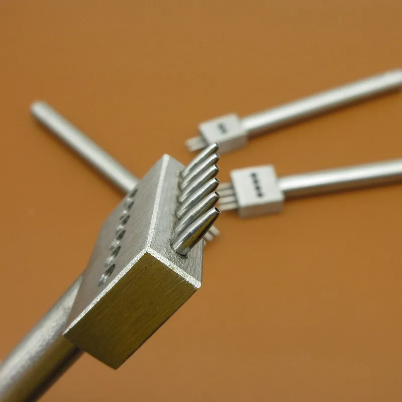 3-teiliges Manuelles Lederlochstanzen-Set mit 4/5/6 mm Abstand, Runde Stanzformen für DIY Lederhandwerk und Bastelsets – Detail 6