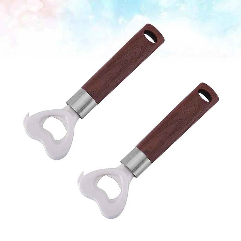 

2Pcs 3-in-1 Bottle Opener with Can Opener and Lid Lifter Functions Multitool for Kitchen Home Bar Gift Brown White
