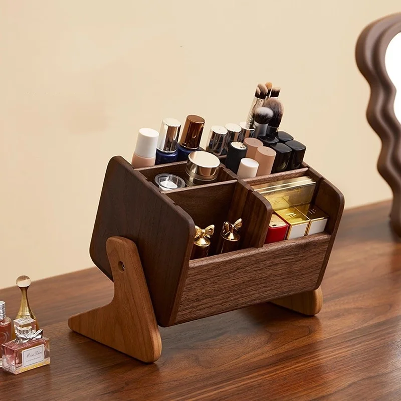 Rotatable High-End Makeup Storage Box Desktop Vanity Organizer for Lipsticks Eyeshadows Brushes Large Capacity Rack