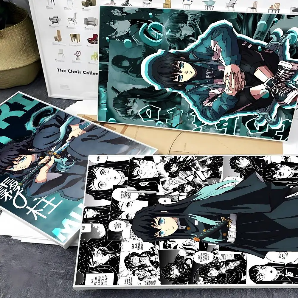 Muichiro Tokito Anime Self-adhesive Art Poster Decoracion Painting Wall Art White Kraft Paper Home Decor