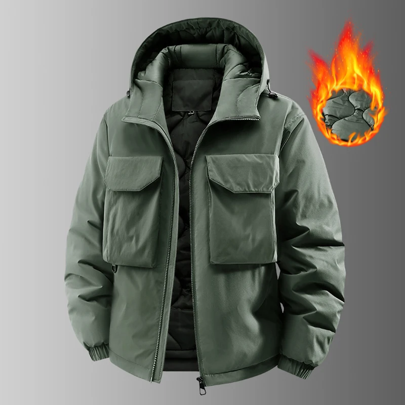 A new fashion bestseller for the autumn and winter of 2025, a cotton-padded workwear multi-pocket hooded jacket for men