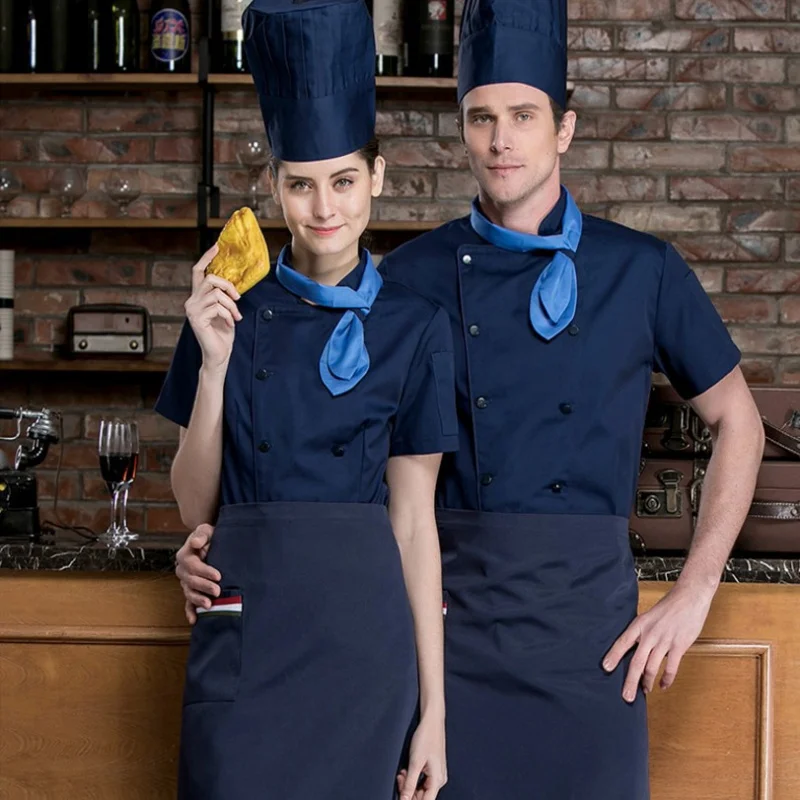 

Униформа шеф-повара в том же стиле, что и у "Гуд Сир", с короткими рукавами, тонкая летняя модель, для мужчин в западных ресторанах и отелях.