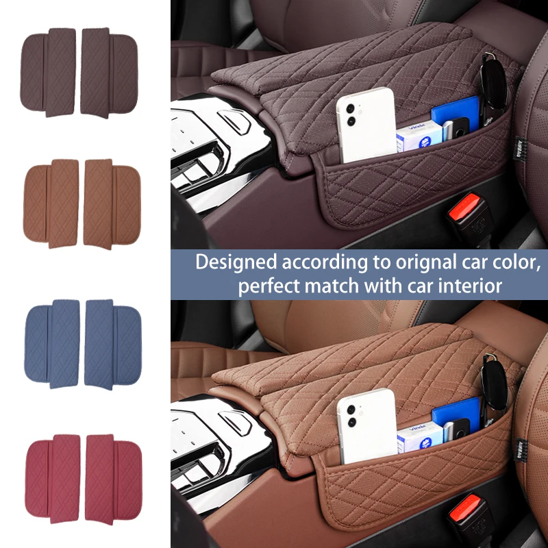 Car Armrest Box Cover Cushion For BMW 5 Series G60 2024 LHD PU Leather Center Console Armrest Protector Pad Interior Accessories