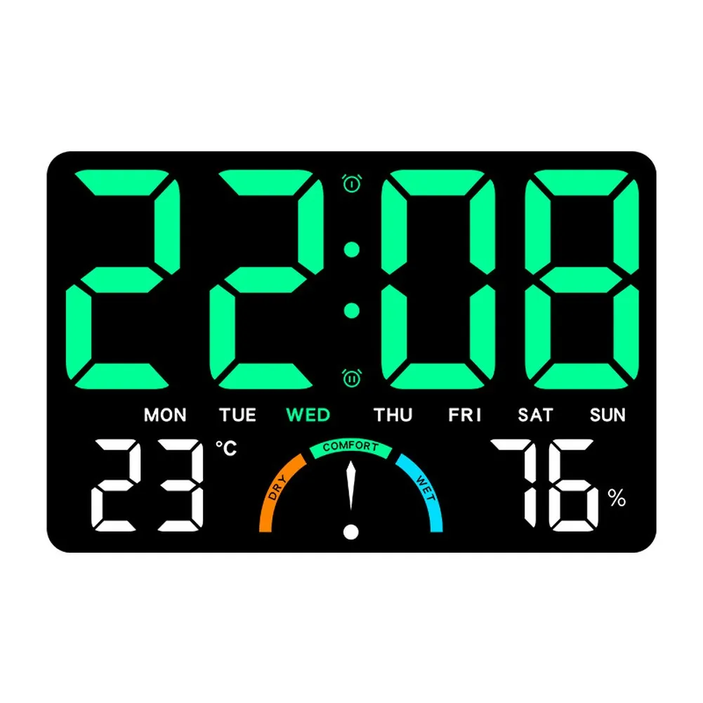 Alarm Settings LED Digital Clock White Comfort Level Indicator Convenient Display Easy To Read Practical Addition For Home Use