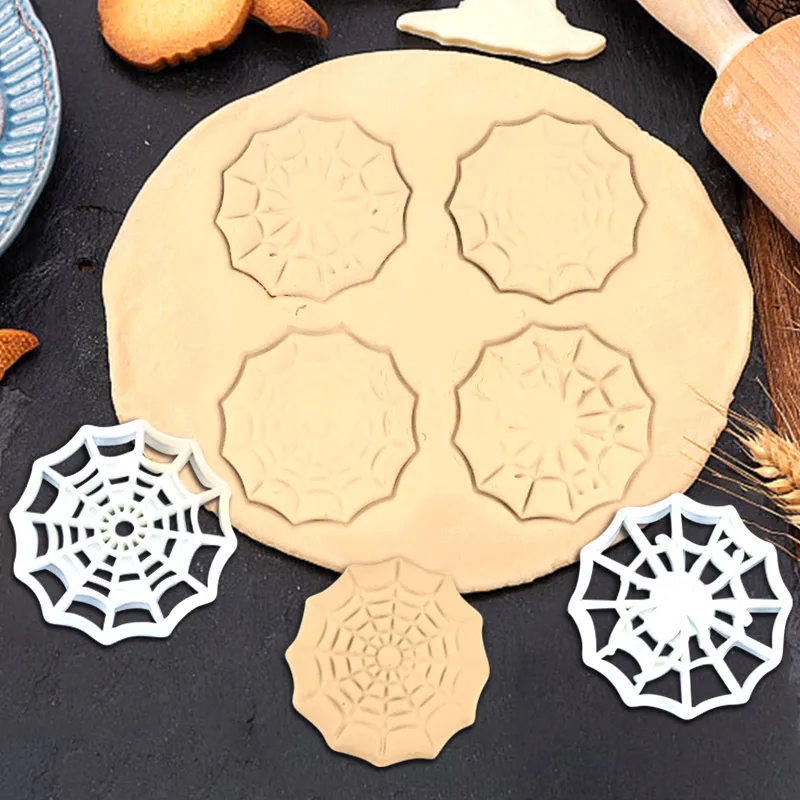 Halloween Spider Web Shape Cookie Cutters Mold Biscuit Stamp Chocolate Mold Fondant Cake Decorating Tools