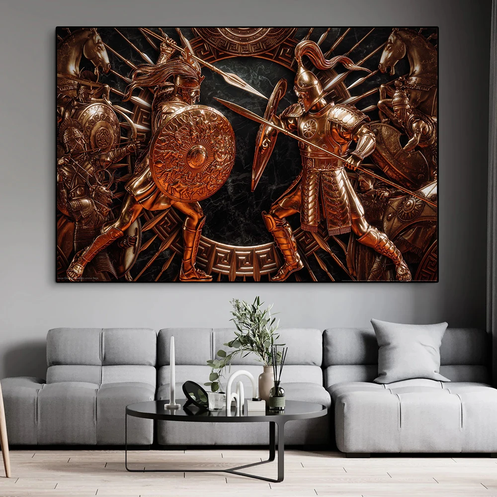 Ancient Greek Mythology King Leonidas Spartan Soldier Warriors Canvas Oil Painting Poster Wall Art Pictures Home Room Decor