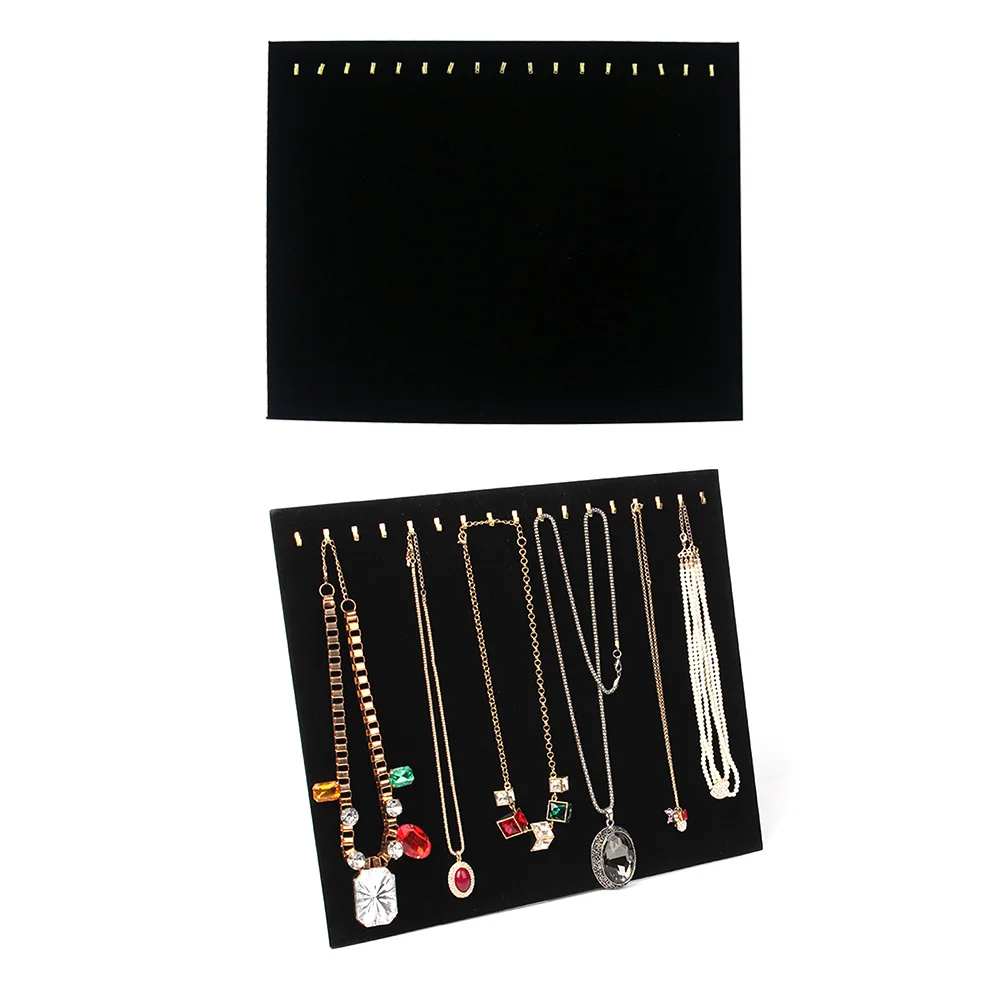 1 pz nero imbottito cavalletto collana rack espositore in fibra di legno gioielli organizzatore braccialetto pendente supporto gioielli rack