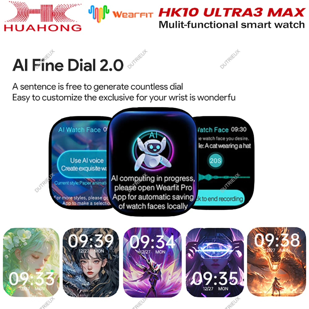 HK10 Ultra 3 MAX Gen 6 AI Robot SmartWatch 4GB ROM Network Share Bluetooth Network Call Chat Robot Clock NFC Compass Smart Watch