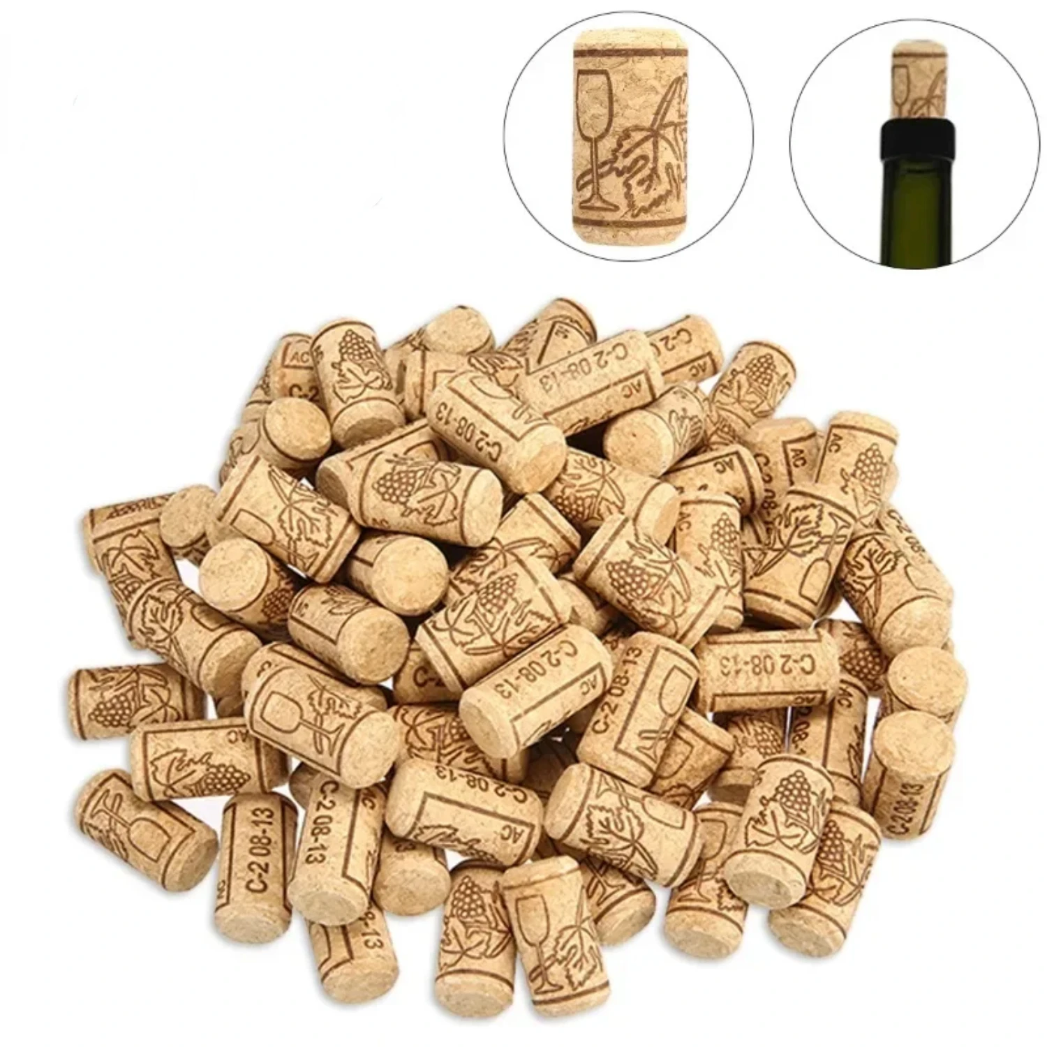 Premium High-Quality Durable Wine Bottle Cork Bungs - Pack of 100 Superior Size 0.8''x1.6'' Stoppers - Essential Addition to You