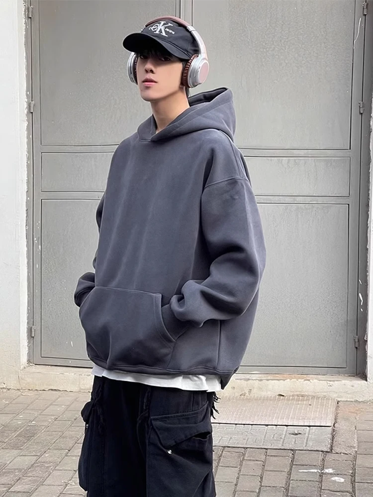 

Молодежная американская толстовка оверсайз для мужчин: весенняя, повседневная, комфортная, из хлопка и полиэстера, не мнется, весна-осень