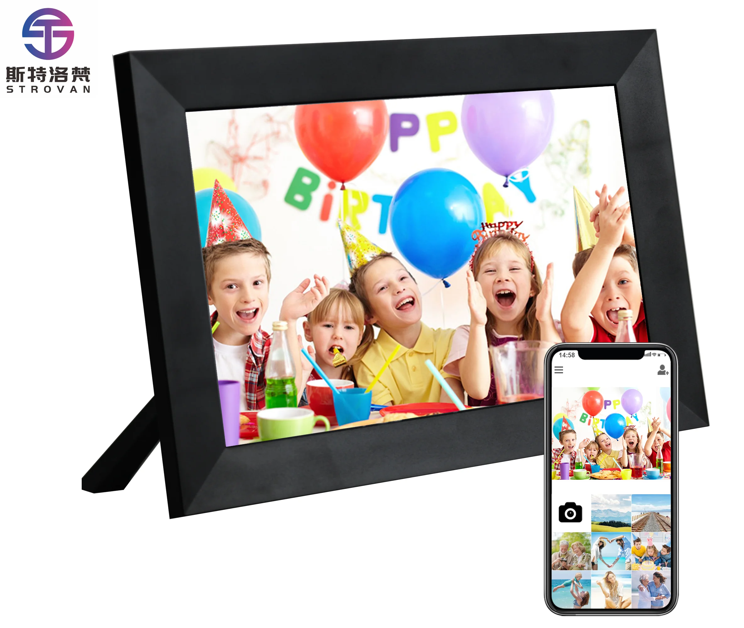 

10 Inch Wifi Touch Screen Digital Photo Frame 32GB Storage Auto-Rotate Portrait & Landscape Acrylic Material 32GB Storage