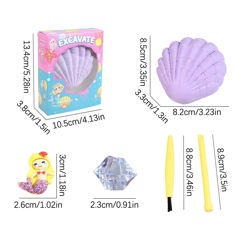 Mermaid Shell Gemstone Digging Kit Archaeological Excavation Handmade Toys Children Excavation Treasure Fossils Kit For Kid Gift