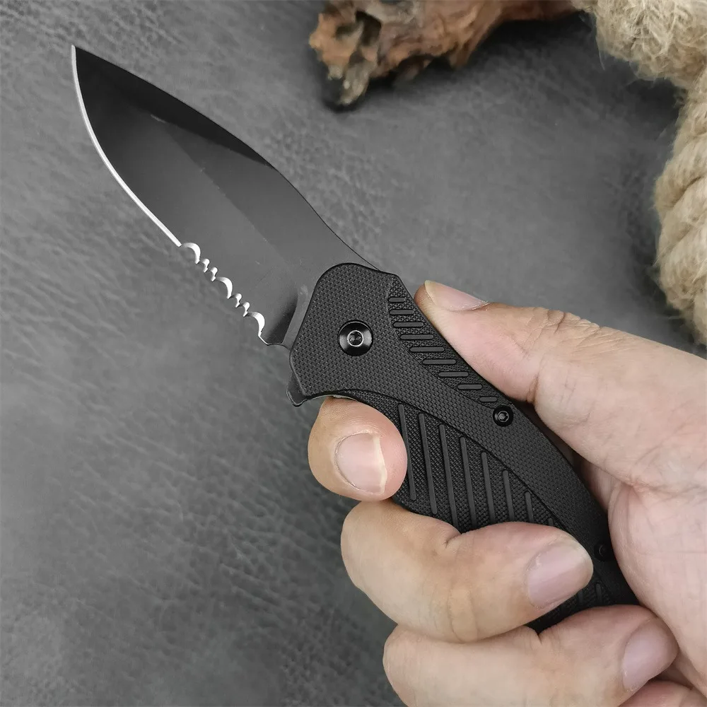 Ks 1605 faca dobrável de sobrevivência de caça, lâmina 8cr13mov, cabo de fibra de nylon, acampamento ao ar livre, facas de bolso de pesca, ferramenta tática edc