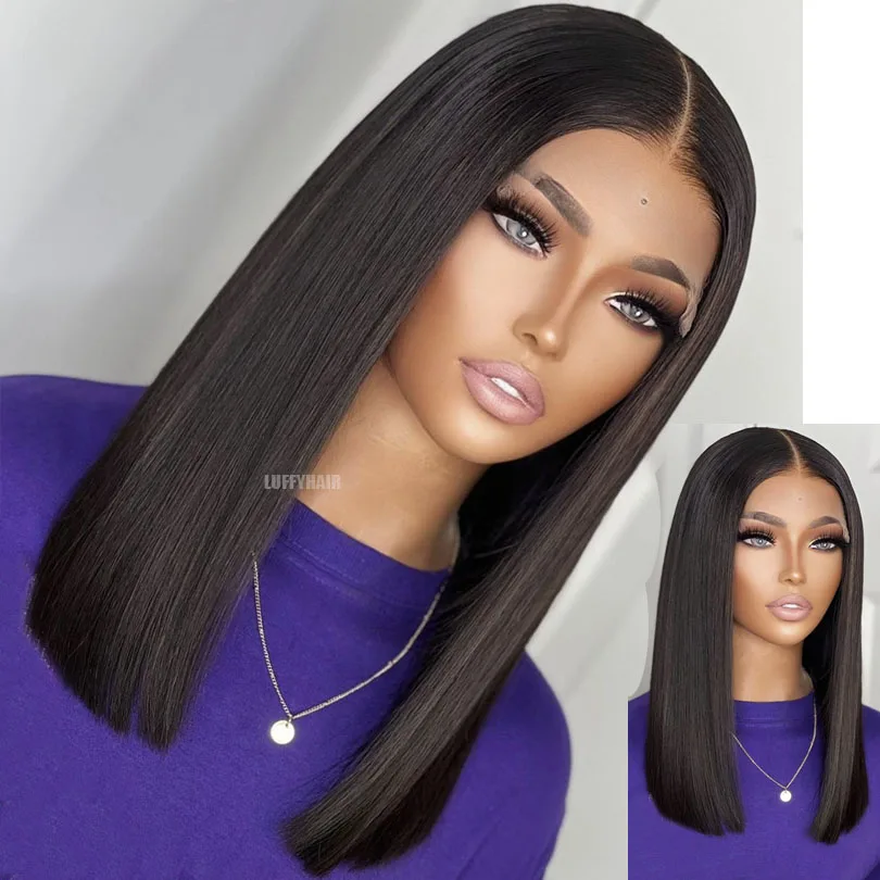 Straight Bob Wig 5x5 Silk Base Closure Human Hair Wigs For Women Malaysian Silk Base Lace Front Wig with Baby Hair