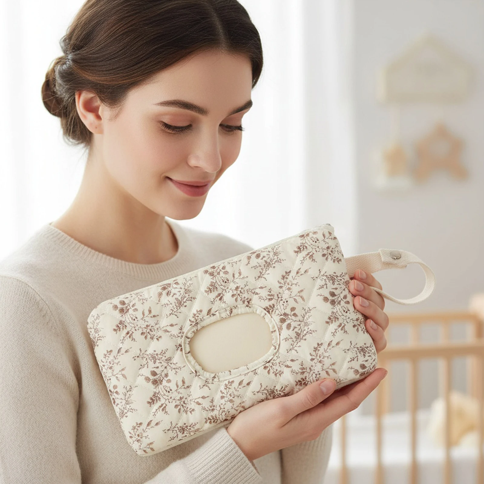 

Canvas Floral Quilted Baby Wipes Dispenser Reusable Baby Diaper Wet Tissue Storage Bag Portable Napkin Diaper Wipe Storage Pouch