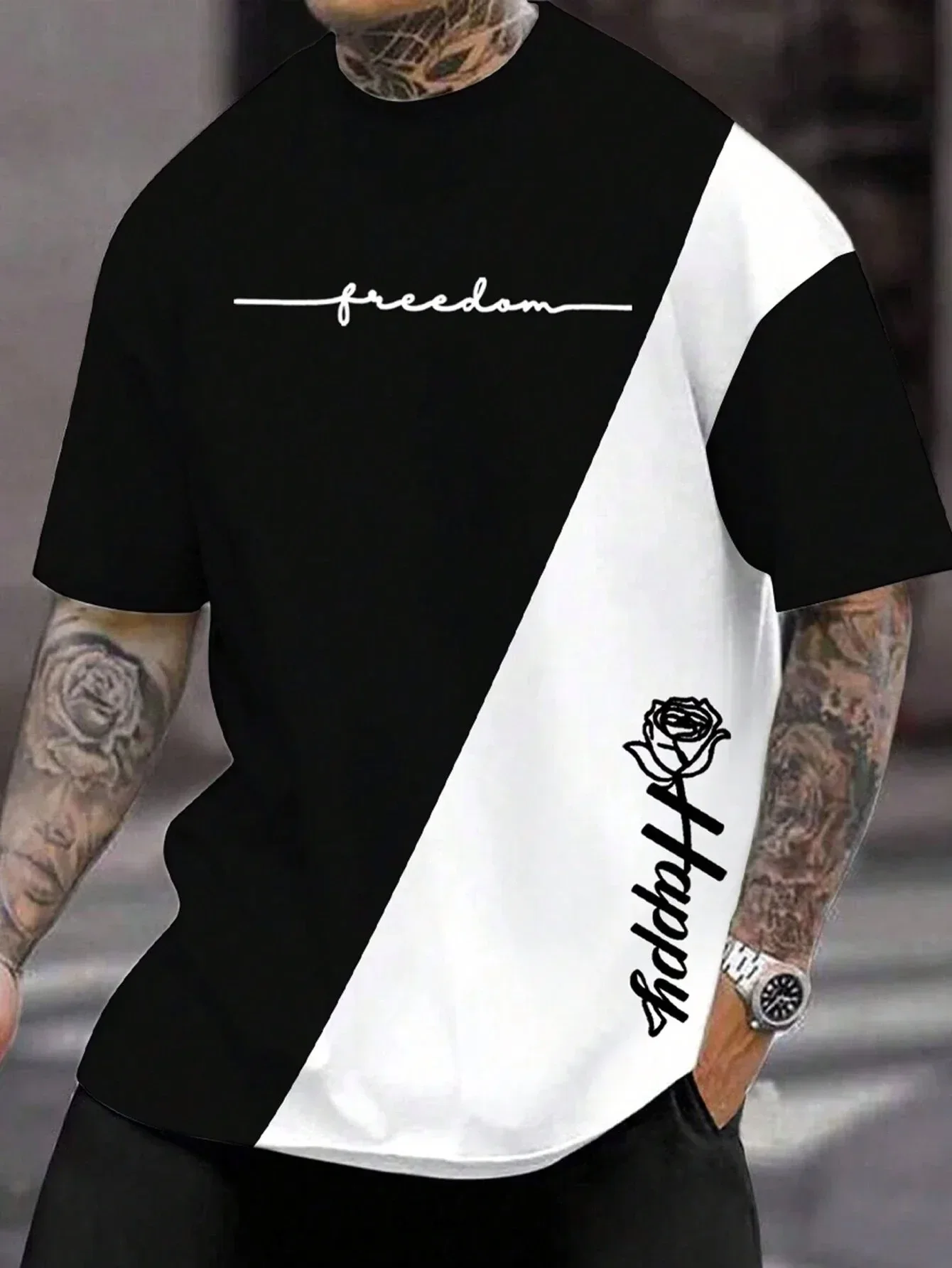 

Casual Oversized Men's Clothing T Shirt for Men Clothing Fashion Letter&Flower 3D Printed T Shirts Harajuku Short Sleeve Tee