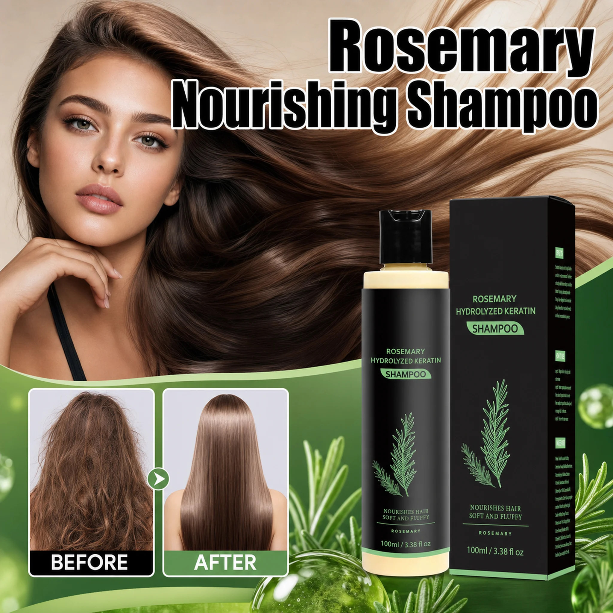 Image of Rosmarin-Keratin-Shampoo – Pflegt trockenes, krauses Haar mit Keratin & Rosmarin, reinigt sanft die Kopfhaut & fördert ein leicht zu kämmendes Haar.