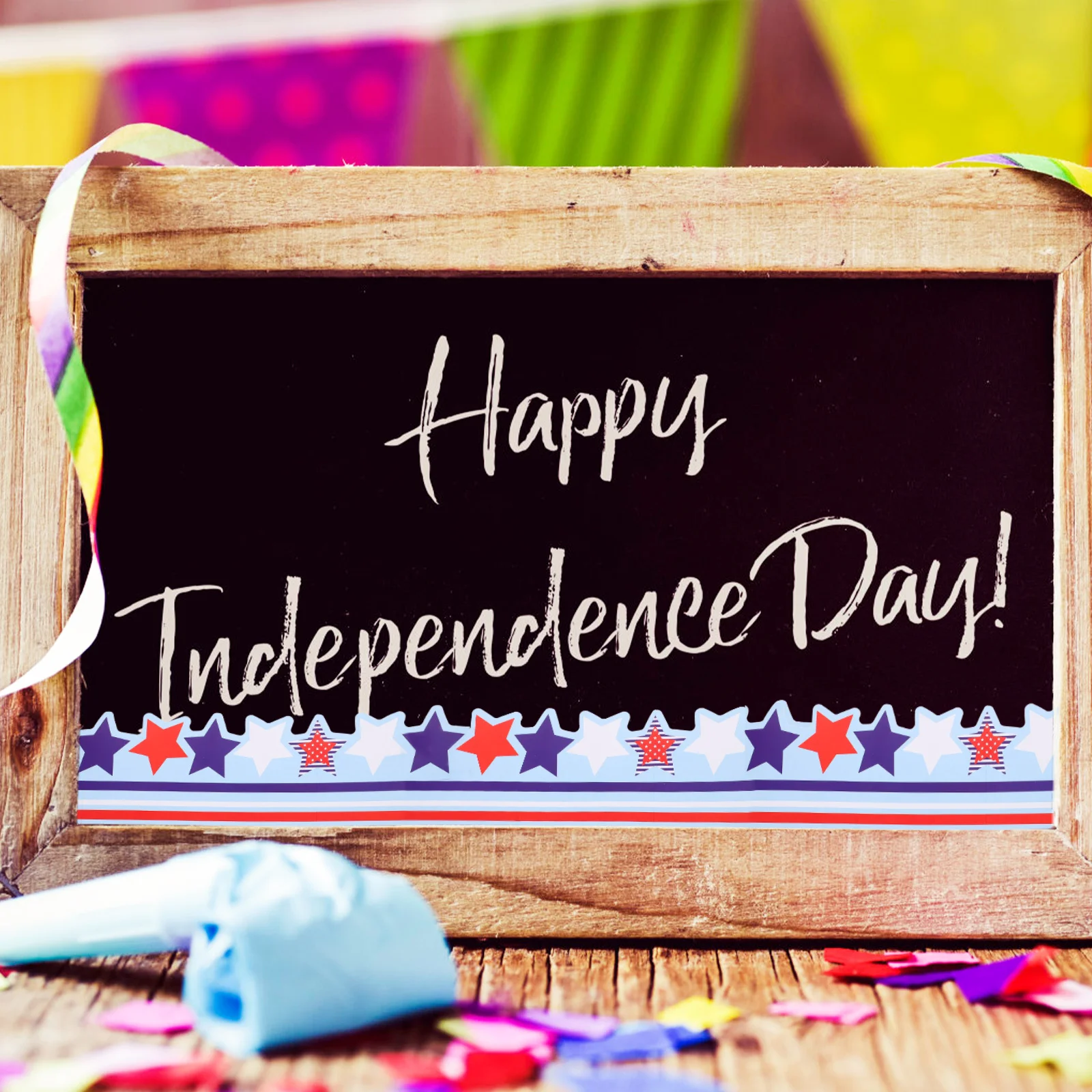 

Five-Pointed Star Independence Day Border Sticker Bulletin Board Decor Removable Stylish Trim for Festival Office Home Classroom