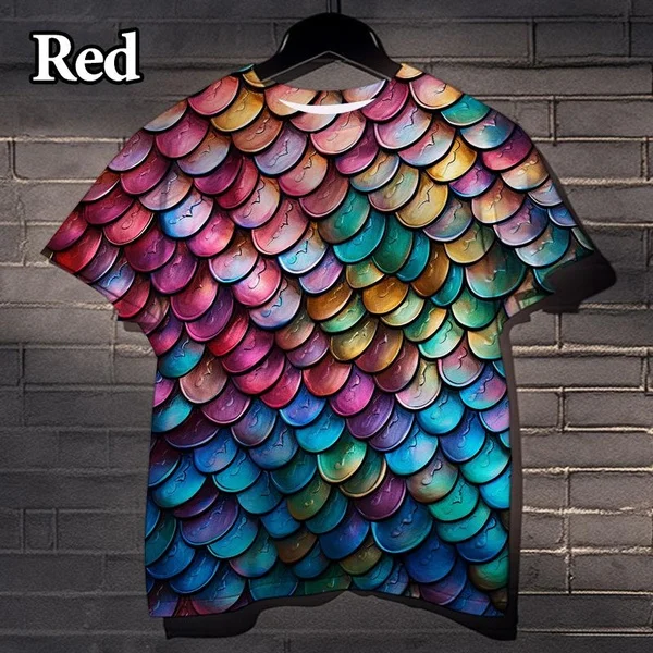 

Animal Skin Scale Pattern 3D Printed Casual T-shirt Street Fun Colorful Cool Pattern T-shirt