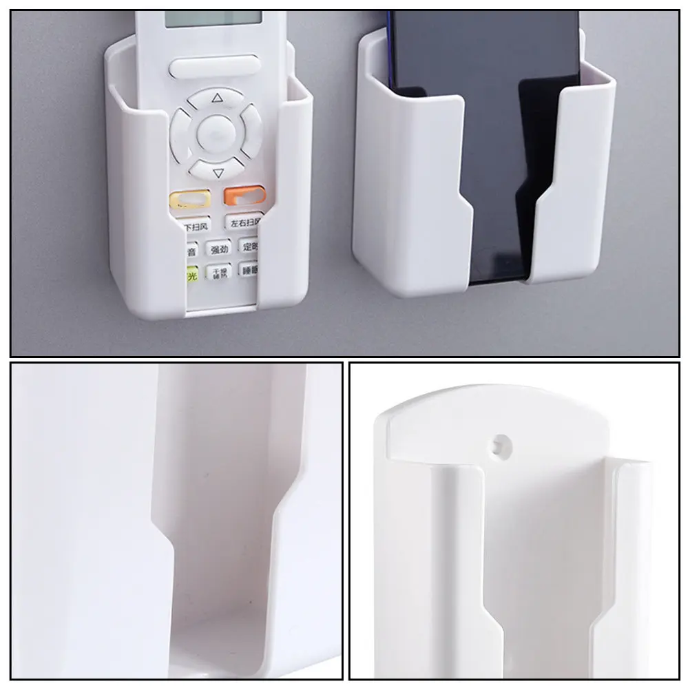 1Pcs Round Edge Wall Mounted Phone Charging Storage Box ABS Material No Drill Wall Hanging Remote Controller Box for Living Room view 6