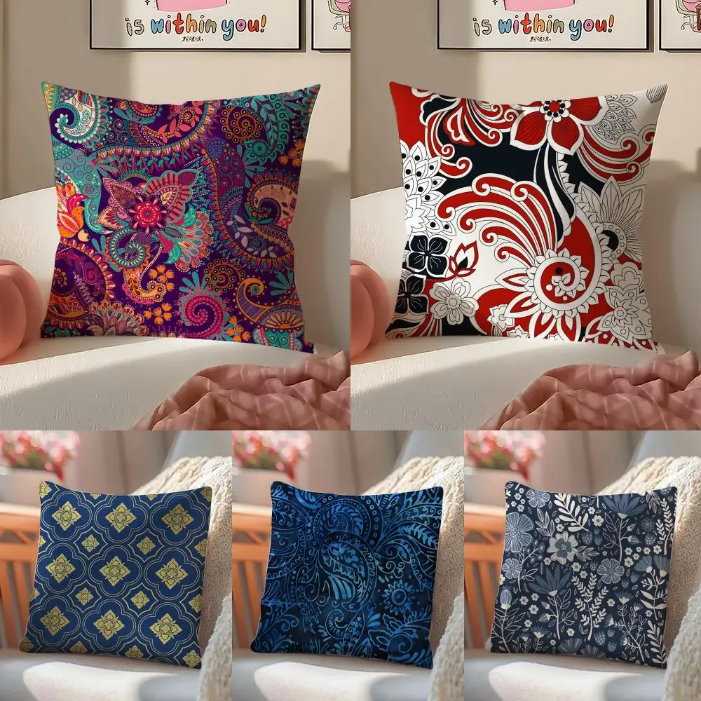 Vibrant Intricate Indonesian Art B-Badik Indonesia Cushion Cover Pillowcase Short Plush Invisible zipper Room Sofa Cushion Cover