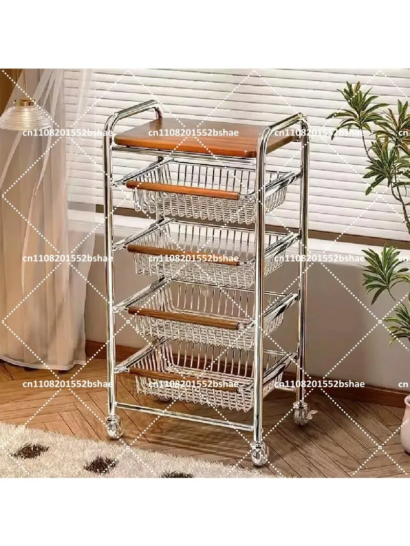 Multi-Layer Fruit and Vegetable Storage Basket, Movable Crevice Trolley Kitchen Rack