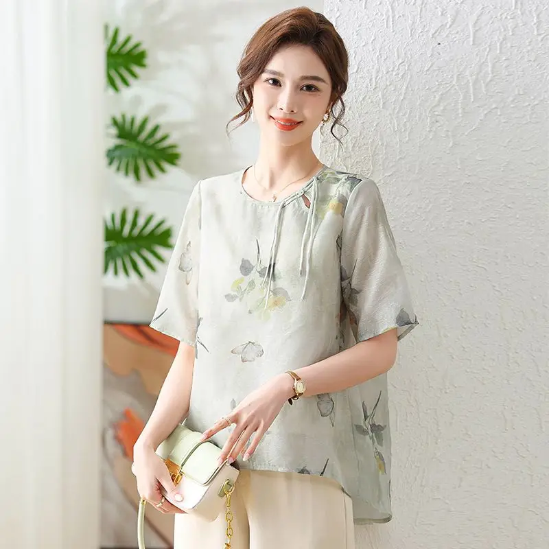 Mom's Chiffon Shirt Thin New Top Reduces Age