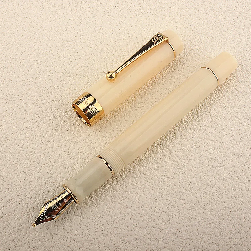 Jinhao-pluma estilográfica de la serie Century 100, barril acrílico multicolor, punta fina, adorno de oro, oficina de negocios, firma, escuela