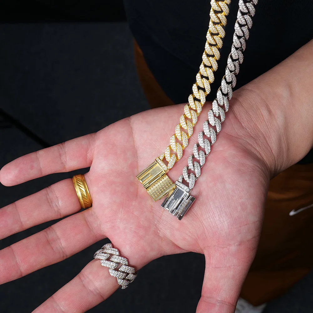 10mm Moissanite Cuban Chain S925 Bracelets For Men Women Iced Out Chain Hip Hop Jewelry Pass Diamonds Tester With GRA Free Shipp