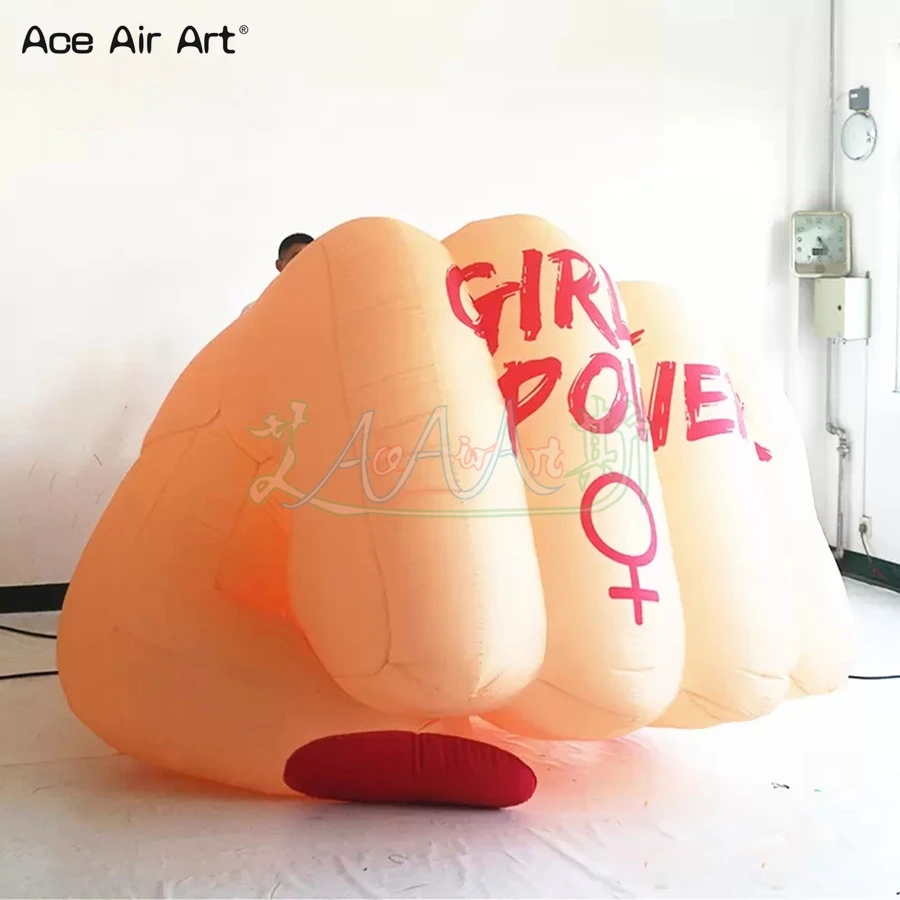 3m Long High Quality Inflatable Fist Model Replica Girl Power For Advertising Decoration Made By Ace Air Art