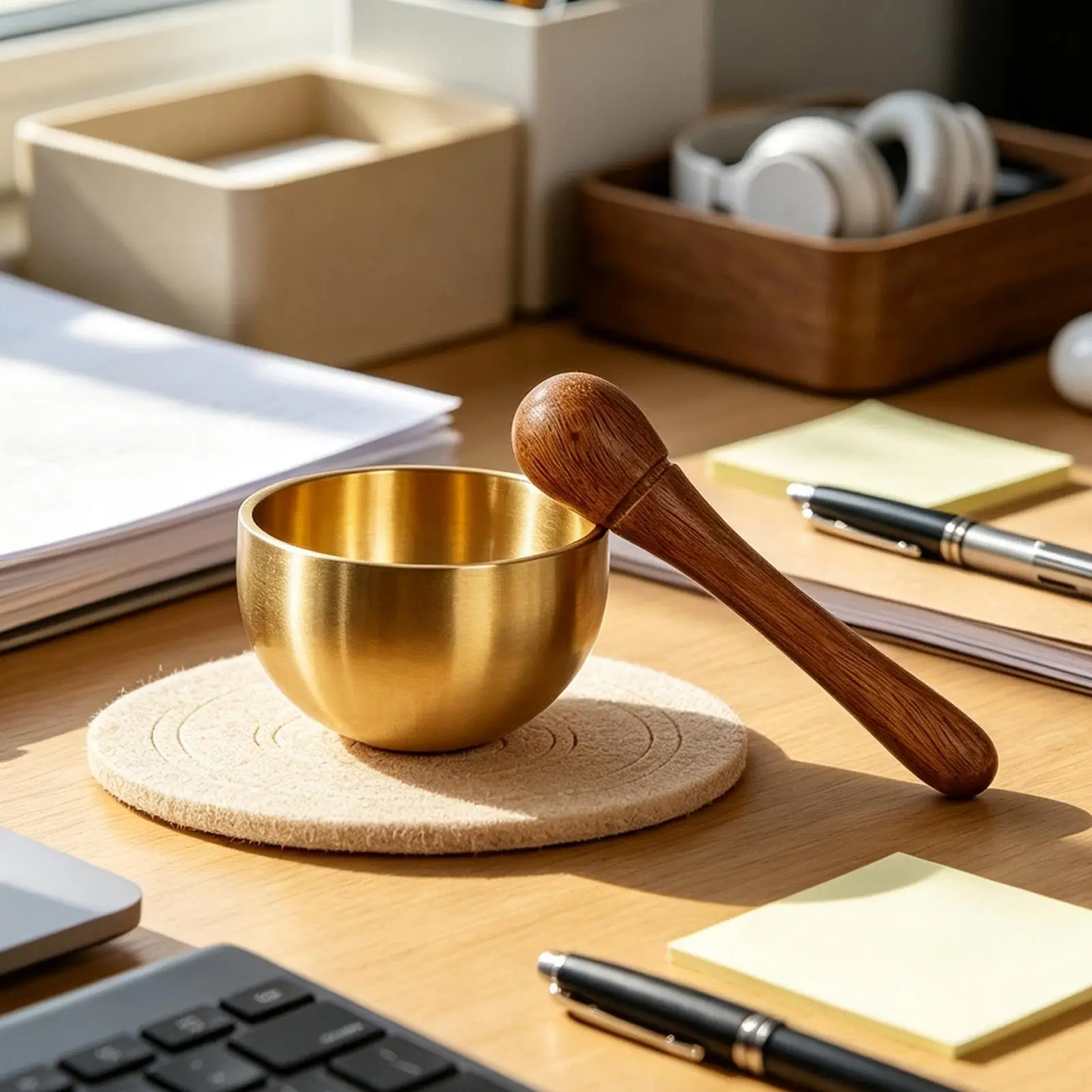 Singing Bowl Mini Musical Instruments Stress Reduction Tools Brass Small Singing Bowl for Yoga Room Bath Home Desk Table Altar