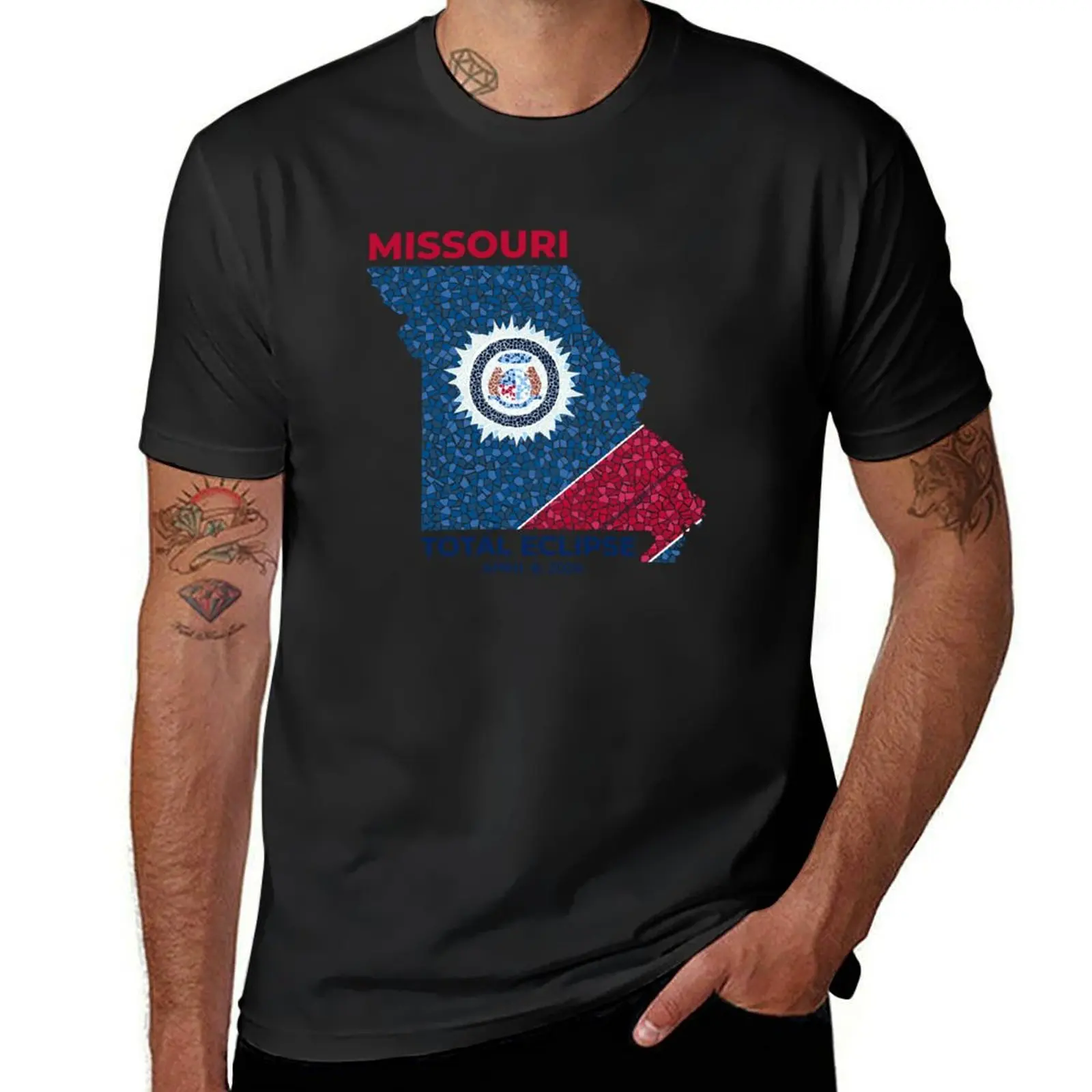 

Missouri 2024 Total Eclipse T-Shirt heavyweights sports fans T-shirts for men cotton