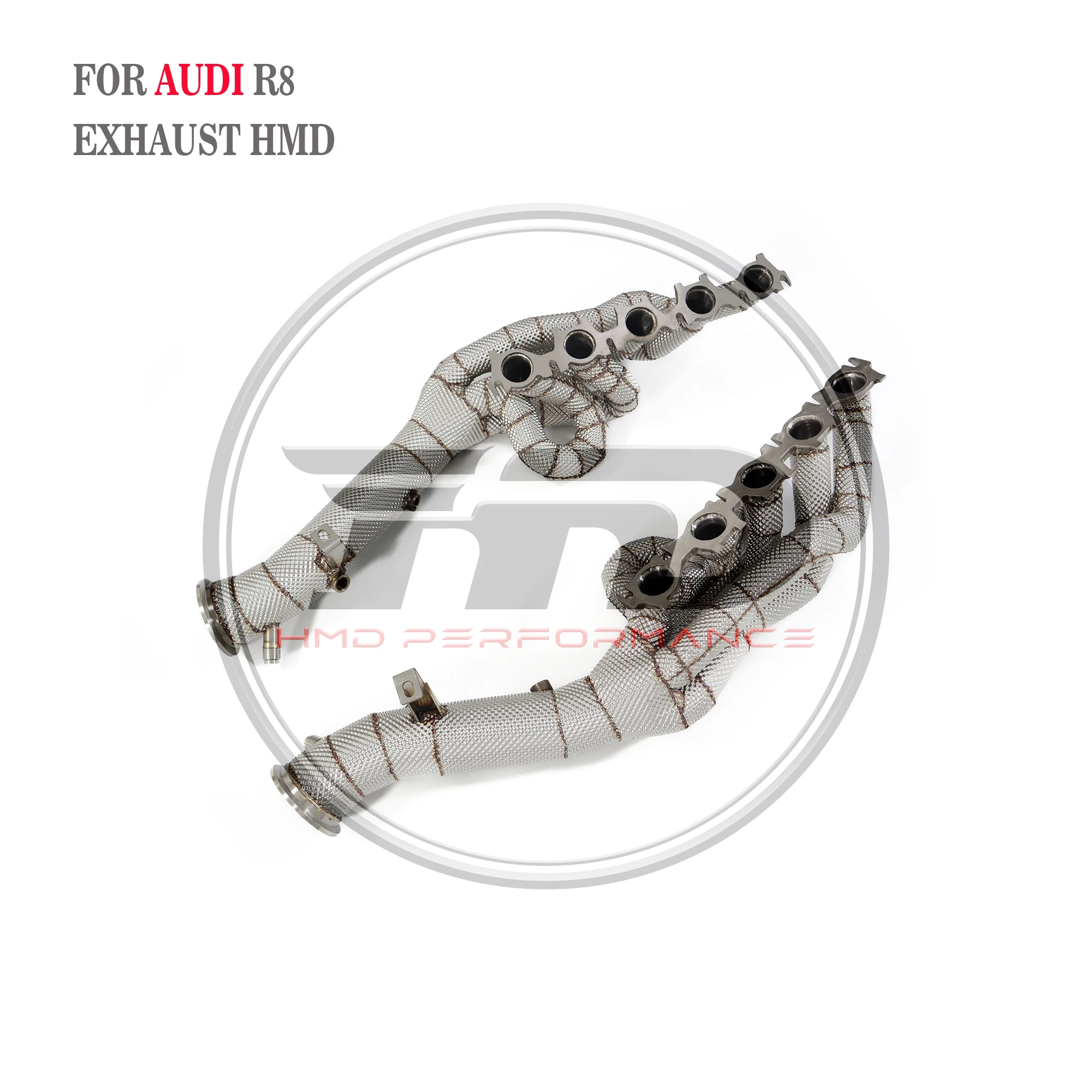 HMD Exhaust System High Flow Performance Headers for Audi R8 V10 5.2L 2020+ With Heat Shield Racing Pipe OPF Version