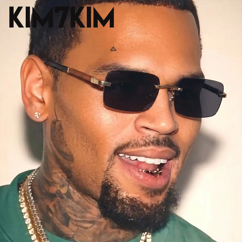

2026 Rimless Rectangle Sunglasses Men Luxury Brand Designer Vintage Hip Hop Small Frame Sun Glasses Male Retro Fashion Eyewear