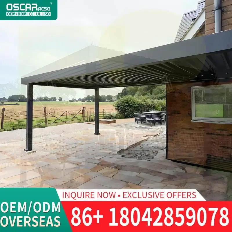 

Outdoor Aluminium 3X3m 3x4m 3x5m 4x4m 5x3m 6x4m Bioclimatic Shade Structure for Garden Patio Backyard Pergola