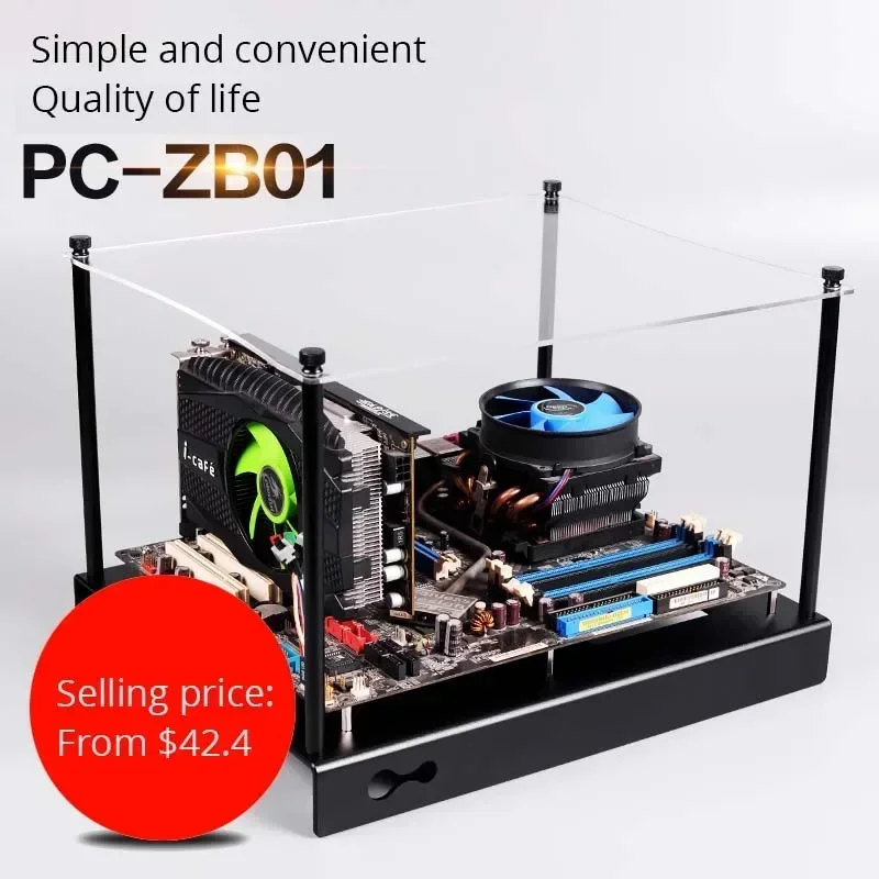 Mini MATX คอมพิวเตอร์อลูมิเนียม PC-ZB01-ITX M-ATX/ATX อลูมิเนียมคอมพิวเตอร์แชสซีเปิดขนาดเล็กแชสซี Micro ATX HTPC