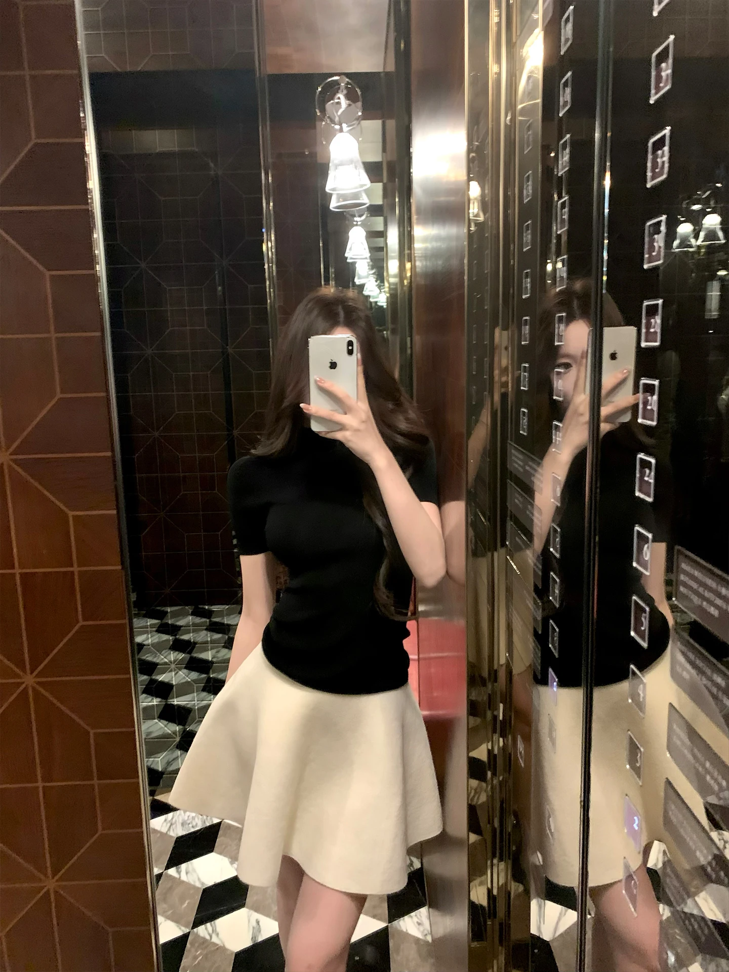 

GYO Rio Art 2026 Spring Knitted Milk White Skirt Women's Simple Sle Low Waist A-Line Skirt High Elastici Wool Blend