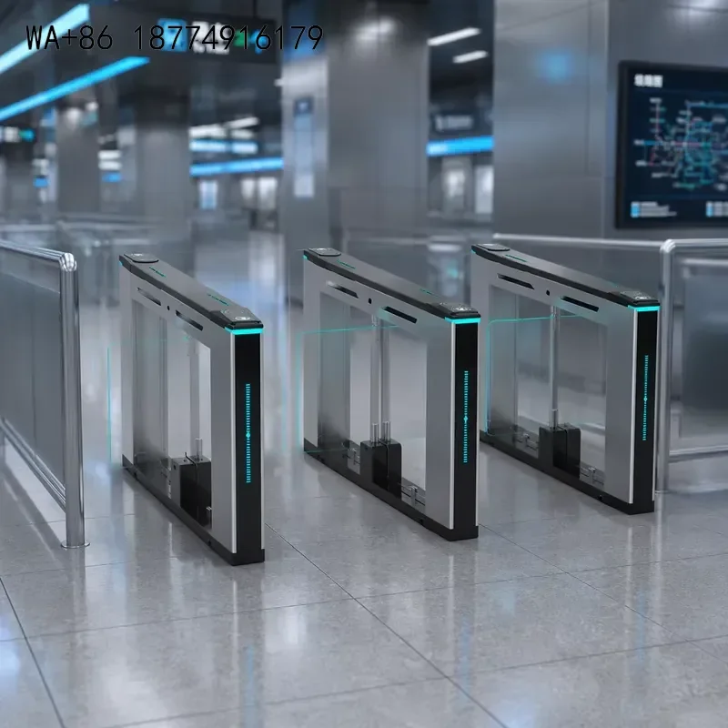 wmwmnu Half Height Speed Gate Turnstile QR Code Face Recognition Fingerprint RFID IC Card Access Control 2-Way Anti