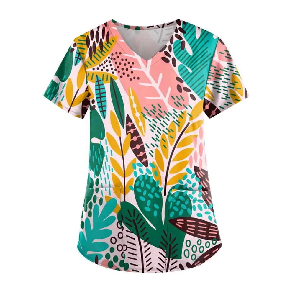

T Shirts for Woman Shirt Abstract Top Tie-dye Clothes Nurse Uniform Tops Painted Pattern T-shirt Sky T-shirts Galaxy Pocket Tees
