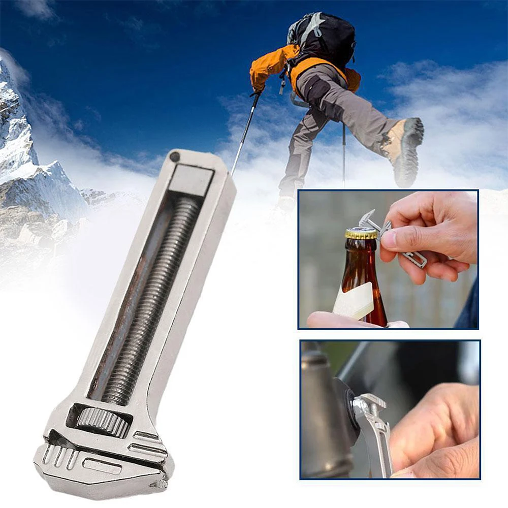 Multifunction Bottle Opener Nail Puller Adjustable Titanium Zinc Aluminum Measuring Caliper Multitool Wrench for Outdoor Camping