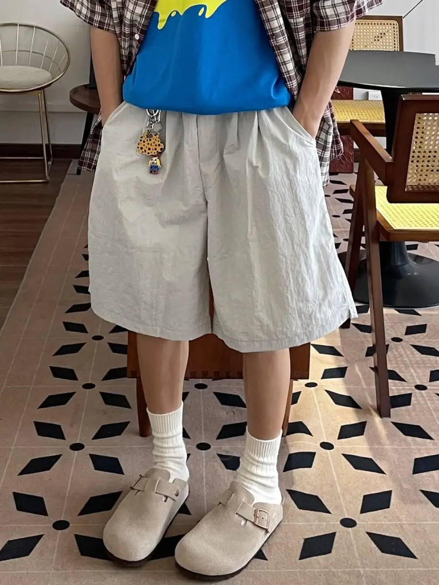 

Qui Dry Sports orts Men's Casual Loose Fit Summer New Sle American Retro Color Beach Five-Point Pants