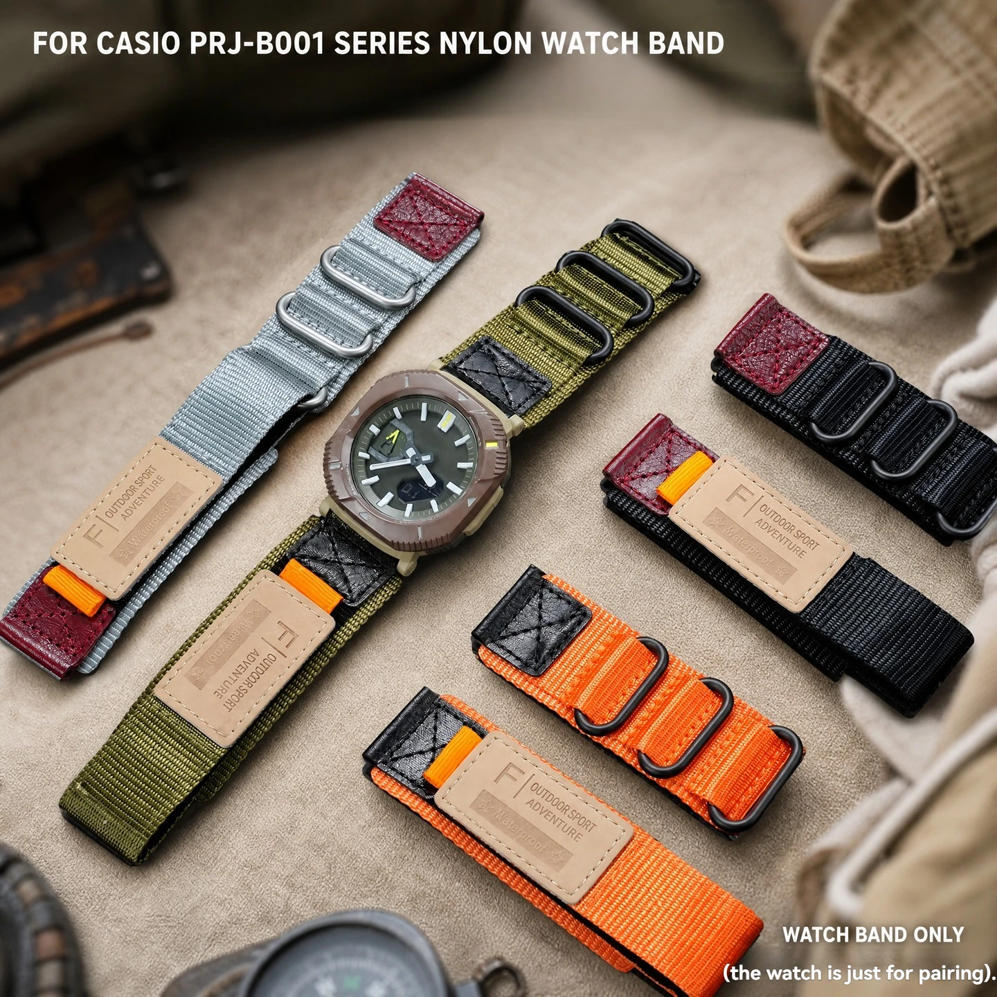 Personalized modified Nylon watch strap For Casio PROTREK Series Watch 5732 PRJ-B001 Canvas Watch Strap 23mm mens sport Bracelet