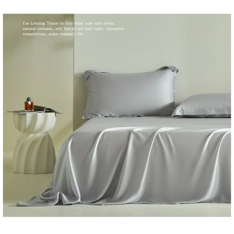 King-Size-Eukalyptus-Lyocell-Flachlaken, sommerliches, seidiges, kühlendes Oberblatt, Tagesdecke, einfarbige Doppelbettwäsche für Zuhause, 108 x 102 Zoll, 1 Stück