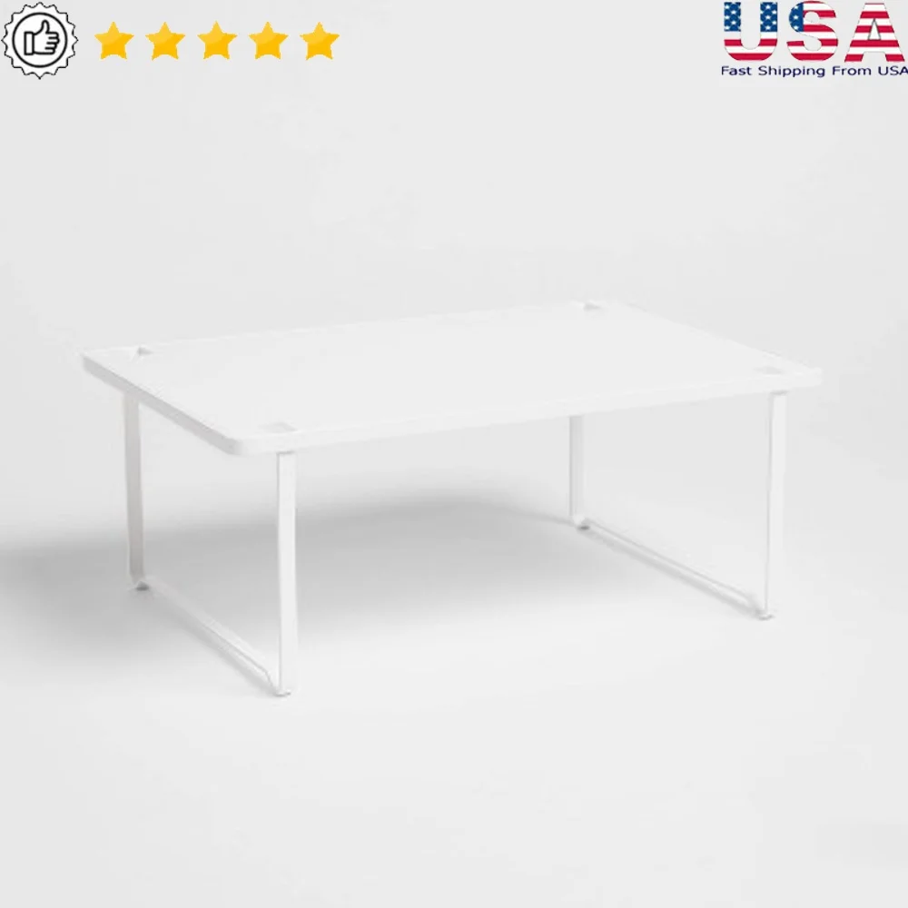 

Metal Cabinet Shelf Organizer Stacking Riser Iron Kitchen Storage Solution 15x10x6 Inches Durable White Design Easy Clean
