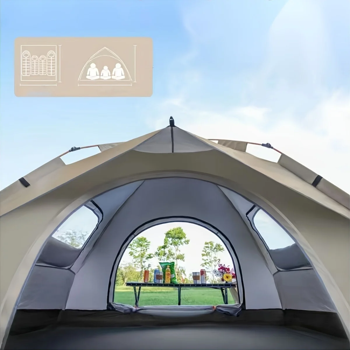 

Silvery Outdoor Automatic Pop-Up Tent Lightweight Camping Sunshade Beach Cottage RV Hiking Climbing Travel Shelter Portable