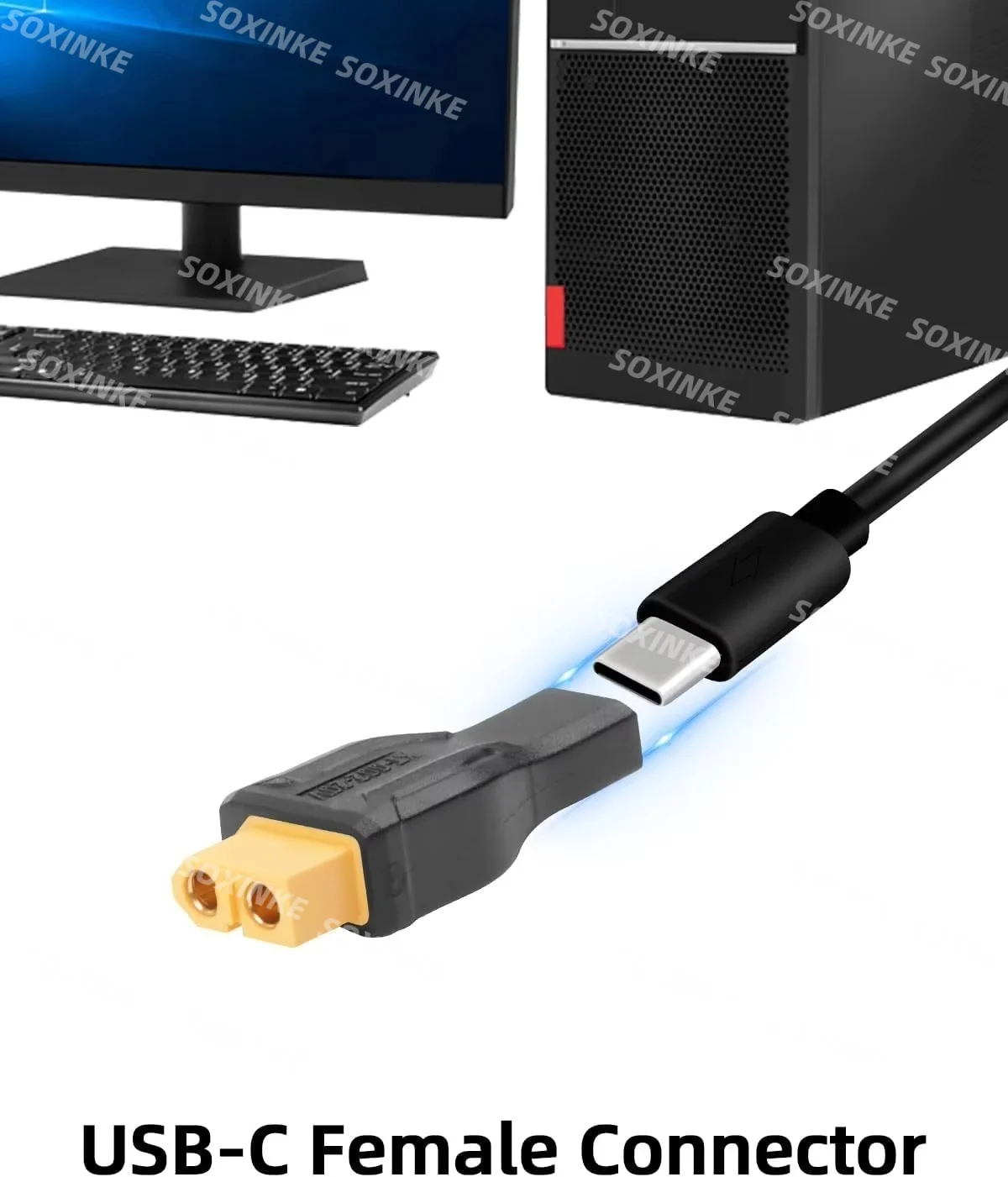 USB C Male to XT60 Female Adapter Type-C to XT60 Charging Connector Plug for Toolkitrc Model Energy Storage Outdoor Power 100W