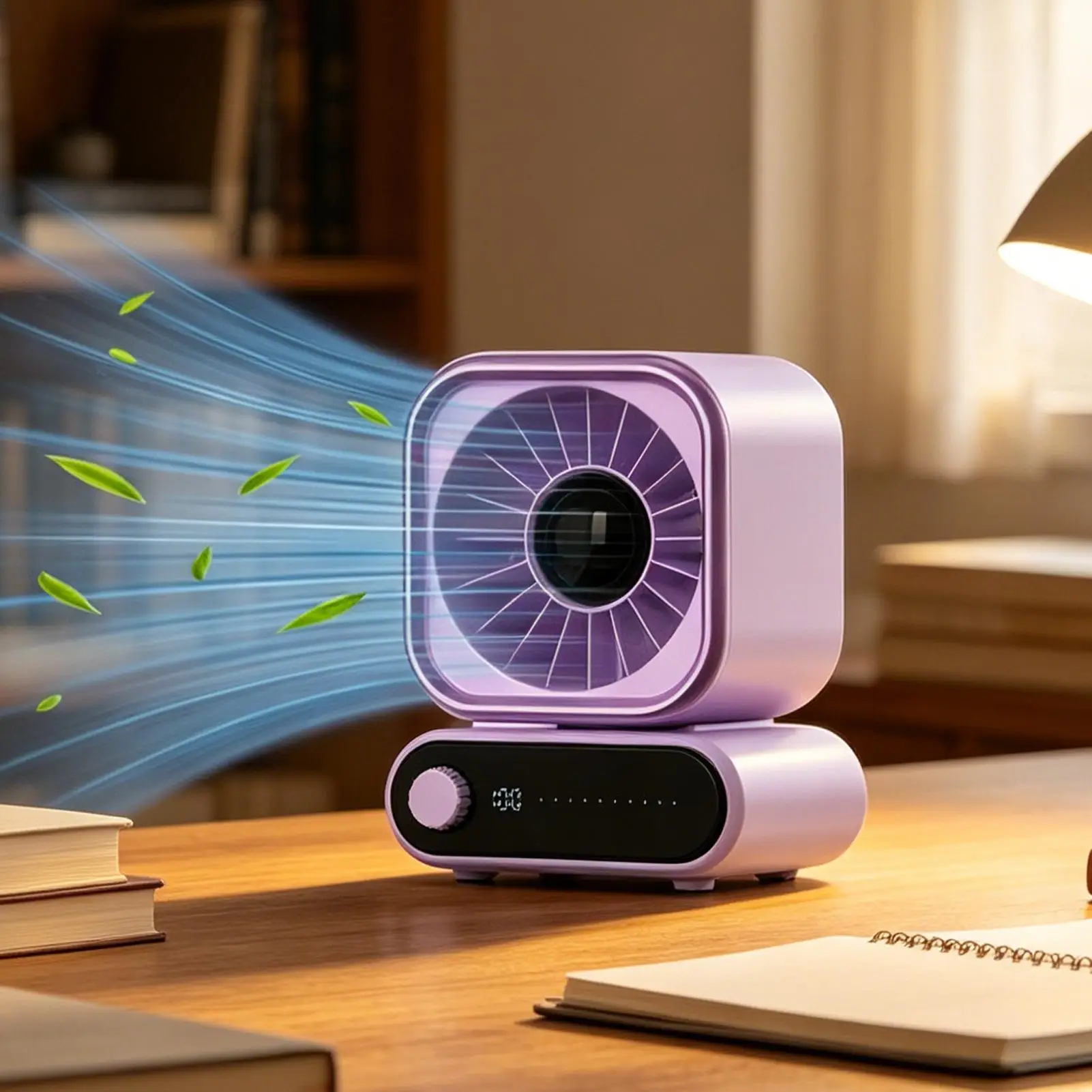 

Small Fan For Desk Tabletop Auto Shaking Cooling Gadget Wide Angle Desktop Personal Fan For Bedroom Nightstand Dormitory