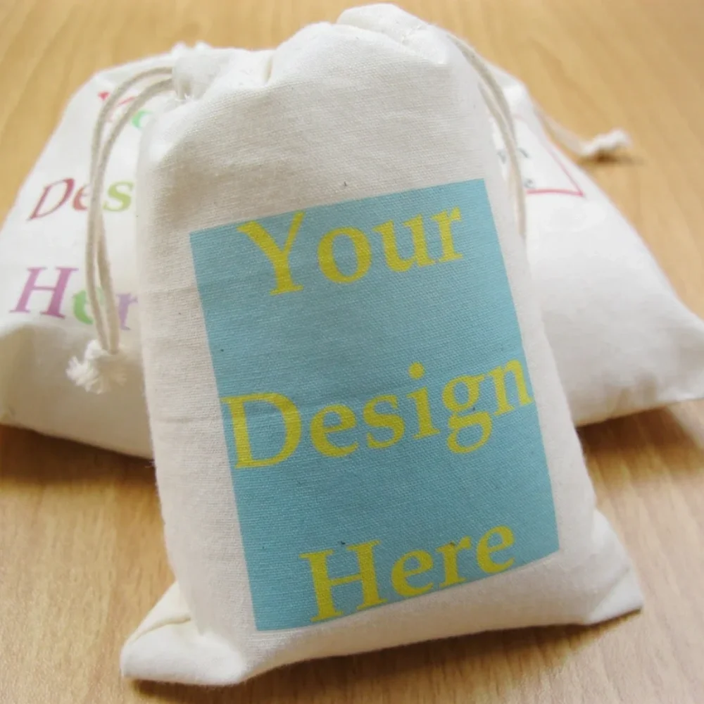 20 pcs Personalized Custom Muslin Bags|Logo Printed Jewelry Bags|Personalized Wedding Favor Bags