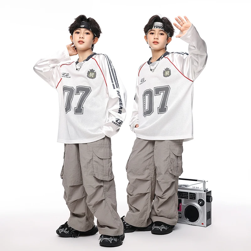 Girls Hip Hop Clothing Sweatshirt Joggers Pants Boys Cool Streetwear Clothes Set Kids Children Jazz Street Dance K-pop Costumes